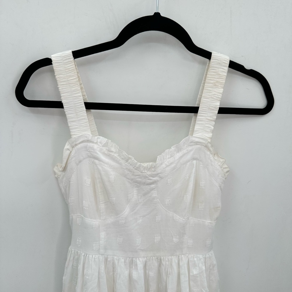 AMERICAN EAGLE Swiss dot white woman cotton milkmaid cottagecore midi dress XS - Picture 4 of 16